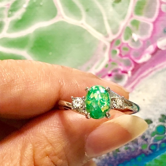 Jewelry - 925 Silver Mystic Green Blue Opal Ring Zirconia